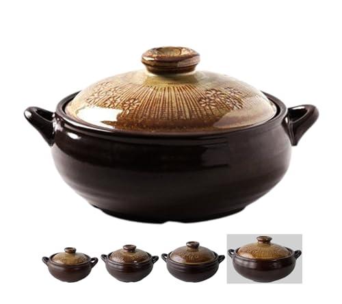 BALWOO Korean Pot [Buncheong] MUD GLAZE Earthenware Ttukbaegi, Natural Ceramic Clay Cooking Pot Casserole, Heat Resistant Ceramic Earthen Pot, Zero-Crack Stone Bowl Stockpot Soup Cookware, Pottery