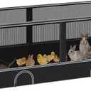 DINMO Small Animal Playpen, Chicken Brooder Box with Cover, Waterproof Indoor Outdoor Pet Cage with Sturdy Metal Frame for Bunny, Guinea Pig, Kitten, Puppy, Duck & Black