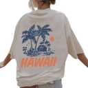 SOLY HUX Girl's Graphic Tees Short Sleeve Hawaiian T Shirt Summer Casual Vacation Tops White Letter, 9Y