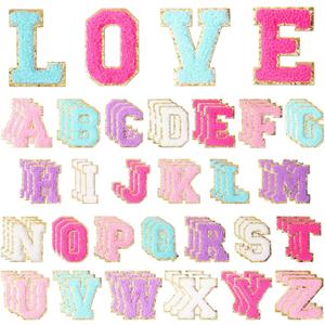52 Pcs Self Adhesive Chenille Letter Patches, A-Z Alphabet Embroidered Sew Applique Repair Patch DIY Crafts for Clothing Jacket Jeans Pants Dress Backpack Hat Decorations