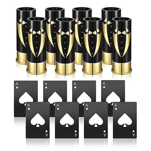 Yoption 8 Pcs Groomsmen Gifts Set, 8pcs Gauge Shot Glasses  Bottle  for Wedding Party Proposal Groomsmen Bridesmaid Favors, (Only 8pcs Gauge Shot  )