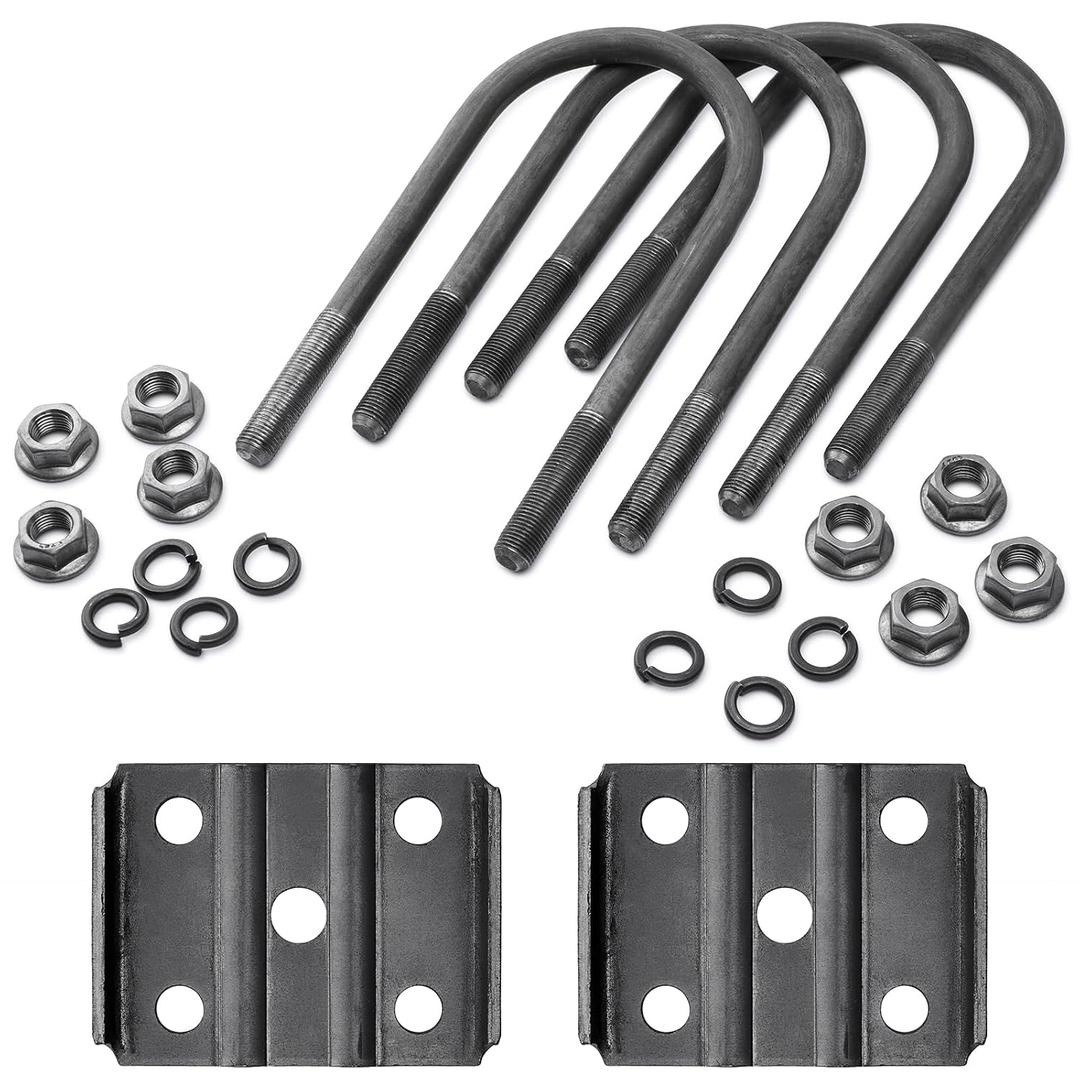 SPARKWHIZ U Bolt Kit for 5,200-7,000 lbs. 3" Round Trailer Axle, 7 1/8" Long, 1/2" Diameter, 3" Thread Pitch, for 1.75 or 2" Trailer Springs