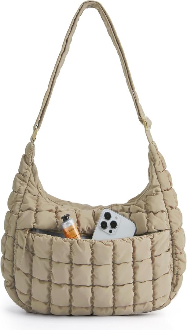 BAGSMART Quilted Crossbody Bag for Women, Lightweight Puffer Purse for Travel, Daily Use & Work | Water-resistant, Puffy Shoulder Bag, w/ Adjustable Strap, Light & Comfortable, Hands-free Bags, Travel Essentials (Small)