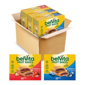 ​​belVita Fruit Bakes Variety Pack, Blueberry and Strawberry, Soft Baked Breakfast Bars, 15 Packs (2 Fruit Bars Per Pack)​ (EXP 06/01/26)