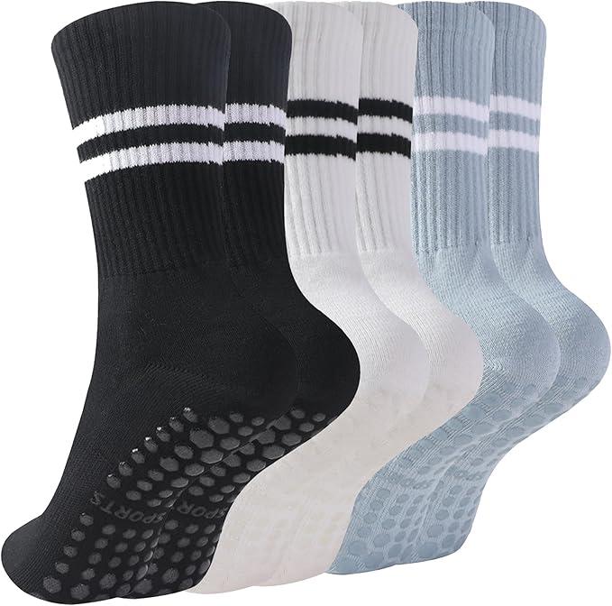 KAKAVENTE Pilates Socks with Grips for Women,Grippy Yoga Socks,Non Slip Ballet Barre Dance Gym Socks