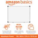 Amazon Basics Magnetic Dry Erase Whiteboard, 36 x 48-inch, Aluminum Frame, Silver/White, Easy to Install