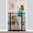 Fairy Baby 40.5" Extra Tall Baby Gate No Drill, 29.6"-40.5" Extra Wide Wide Dog Pet Gate Indoor, Metal Pressure Mounted Safety Child Kid Gate, Auto Close Pet Cat Proof Gate for Stairs Doorway, Black