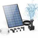 AISITIN 2.5W Solar Fountain Pump, DIY Outdoor Solar Water Fountain with 6 Nozzles and 4ft Water Pipe, Solar Powered Pump for Bird Bath, Ponds, Garden and Fish Tank Garden, Pond