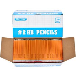 Rarlan Wood-Cased #2 HB Pencils, Pre-sharpened, 1200 Count Classroom Bulk Pack