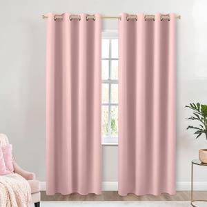 KOUFALL Blush Pink Blackout Curtains for Girls Bedroom, Nursery Curtains Girl, Teen Girl Room Decor, Dusty Pink Pretty Shabby Chic Curtains for Living Room 84 Inch Long 2 Panels