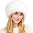 Fluffy Faux Fur Fuzzy Warm Winter Bucket Hat Cap for Women (White)
