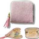 Small Travel Jewelry Case, Soft Velvet Organizer Pouch for Bangles, Bracelets, large Earrings, Beaded necklaces, Anti-Scratch & Portable Jewelry Bag Holder for Daily Use & Gift (Rose Blush)