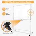 WALGLASS Rolling Dry Erase Whiteboard, 48"x36" Double-Sided White Board on Wheels, Large Portable White Board with Stand, Mobile Standing Whiteboards for Office, Home, School, Classroom 4x3 ft