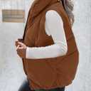 MEROKEETY Womens 2025 Puffer Vest Sleeveless Zip Up Quilted Coat Stand Collar Gilet Jacket With Pockets (Brown, L)