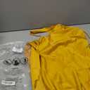 Women's Sexy Satin One Shoulder Backless Sleeveless Maxi Dress with Scarf Elegant Long Formal Evening Dresses Cocktail Gown Wedding Guest Dress Yellow, Size: Medium