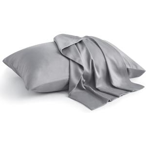 BEDELITE Pillow Cases Standard Size Set of 2, Rayon Derived from Bamboo, Cooling Pillow Cases for Hot Sleepers & Night Sweats, Breathable and Silky Soft Envelope Pillowcases(Silver Grey, 20"x26")