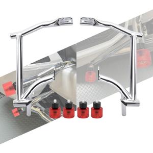 Saddle Bag Guards Crash Bars Chrome Fit for Harley Touring Street Glide FLHX Road Glide FLTRX Road King FLHR Electra Glide Ultra 09-2025 (Saddlebag Guards with Red Decorative Wheel)