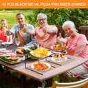Mimorou 10 Pcs Black Metal Pizza Stand Pizza Rack Serving Tray Holder Tabletop Food Platter Tray Display Rack for Buffet Restaurant Home 9" L x 8" W x 6.5" H