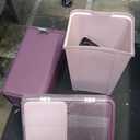Mabel Home Plastic Laundry Hamper with Lid, 2 sections, Large Laundry Basket Extra Trash Bin (1,6 Gallons) inc. (Pink-Purple)