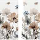 Artoid Mode Brown Poppy Floral Leaves Spring Kitchen Towels Dish Towels, 18x26 Inch Seasonal Summer Decoration Hand Towels Set of 2 (Beige)