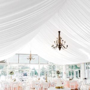 4 Panel White Ceiling Drapes - Premium Polyester Wedding Arch Draping Fabric - 5ft x 10ft - Decorations for Party, Ceremony, Stage