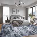 6x9 Area Rug Living Room Rug: Washable Modern Abstract Soft Thin Rug Indoor Floor No Slip Stain Resistant Carpet for Bedroom Dining Room Farmhouse Nursery Home Office - Black