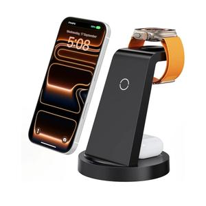 Anlmz 3 in 1 Charging Station for iPhone, Wireless Charger for iPhone 17 16e 16 15 14 13 12 11 X Pro Max & Apple Watch - Wireless Charging Station for AirPods 4 3 Pro