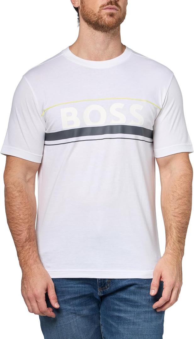 BOSS Men's Big Logo Block Iconic Tee (White, L)