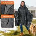 Wearable Heated Blanket Robe, Cordless battery Heated Blanket with 8-Zone Heating & 3 Temp Settings, Machine Washable Oversized Hooded Throw, Cozy Gift for Mom & Grandma, 38"x67", Grey, Teddy Fleece
