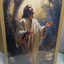 Framed Christian Jesus Canvas Wall Art, Jesus Praying Wall Decor Paintings, God Light Pictures Prints Religious Home Decor for Living Room Bedroom Church Prayer Room 16x24 inch
