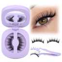 Lanflower Magnetic Eyelashes Reusable Natural Look Magnetic Lashes with Applicator Wispy False Eyelashes with Magnets No Eyeliner