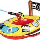 Inflatable Pool Floats Kids with Water Gun, Pirate Ship Pool Floats for Toddlers, Blow Up Pool Toys for Kids Ages 4-8, Summer Fun Boat Shaped Water Toys Swimming Floaties for Boys and Girls