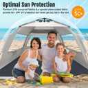 WhiteFang Deluxe XL Pop Up Beach Tent Sun Shade Shelter for 3-4 Person, UV Protection, Extendable Floor with 3 Ventilating Windows Plus Carrying Bag, Stakes, and Guy Lines (Baby's Breath)
