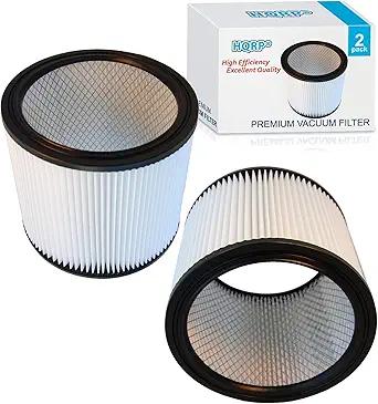 HQRP 2-Pack HEPA Cartridge Filter compatible with Shop-vac QPL650, QULP650, QPL625, QPL30, QPL40, QPL50A, QL60ODF Industrial Wet/Dry Vacuum, 90304 Type U Replacement, White