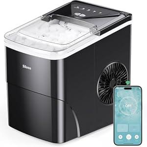 Silonn Smart Countertop Ice Maker  Compact With App Control, 9 Cubes in 6 Mins, 26 lbs per Day, 2 Cube Sizes, Portable SelfCleaning for Kitchen/Office