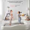 QPAU Inflatable Toddler Travel Bed with 3-Sided Safety Bumpers, Extra Large Kids Air Mattress, Includes Detachable Mattress, Portable for Camping, Travel, Home Use (Grey)