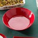 Berry Red Christmas Stoneware Serving Bowl Festive Holiday Pasta Salad Bowl for Christmas Entertaining, Mix and Match with Holly and Vines, Dishwasher & Microwave Safe, 13.25 Inches X 3 Inches