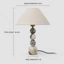 Calacatta Marble Table Lamp with Pleated Linen Shade,16.9" Stone Lamp