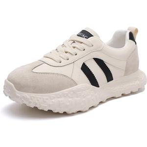 Platform Fashion Sneakers for Women Suede Patchwork Casual Lace Up Tennis Shoes Comfortable Non-Slip Women Walking Shoes Size 41