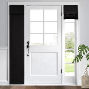 HOMEIDEAS Blackout Side Door Curtains, Front Door Curtains for Small Window, Privacy Shades for Sidelight, Thermal Insulated Window Covering, Black, 1 Panel, W12 X L68 Inch