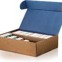 Trading Card Storage Box, 2-Pack 2400 Count Bulk Sports Card Storage Boxes, 5-Layer Corrugated Cardboard Storage Box, Reversible Blue Gold Card Organizer for TCG Mtg Cards