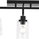 5-Light Black Track Lighting Kit Ceiling Mount Kitchen Track Lighting Fixtures, Bathroom Ceiling Tracking Vanity Light with Bubble Seeded Glass Shade & Rotatable Tracking Heads for Accent Shop