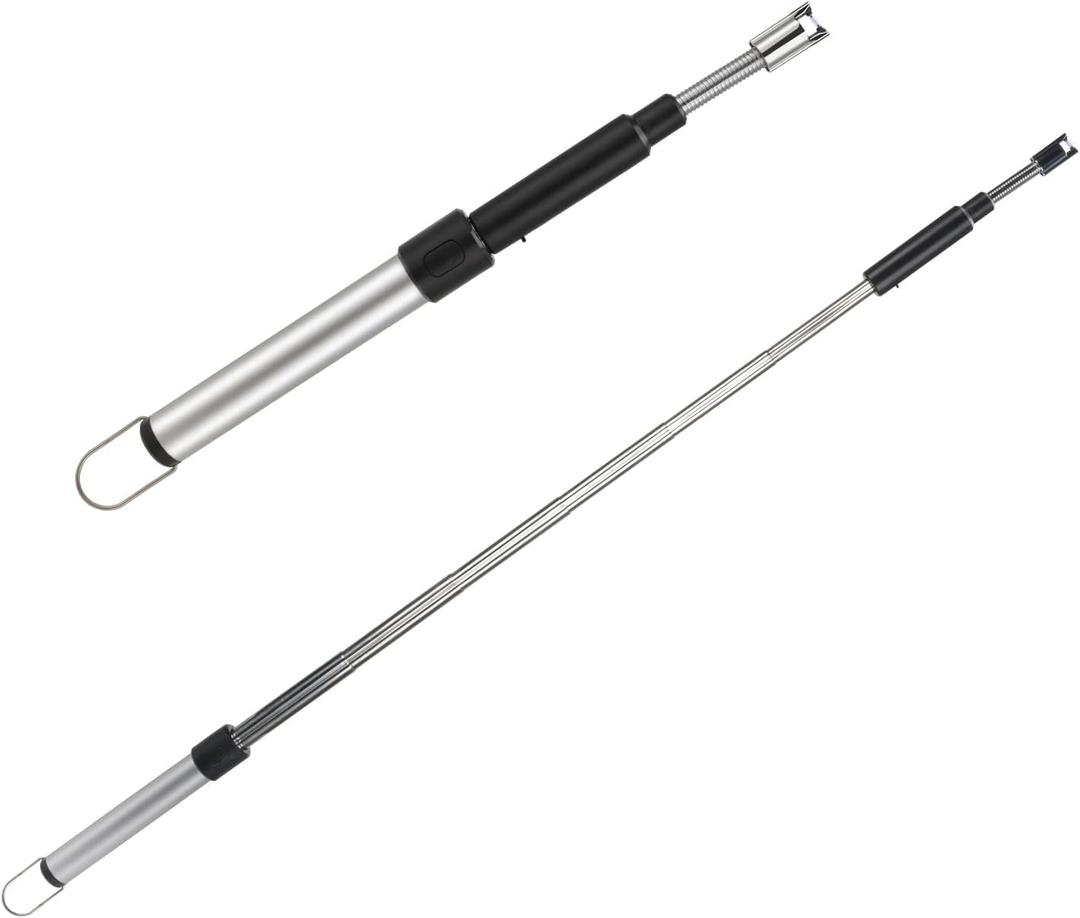 Long Lighter, Retractable Electric Lighters, Lgnition Port Can be Rotated 360, Rechargeable via USB, lighters Suitable for Lighting Candles, Barbecues, Fireplaces, Fire Pits, etc (Silver)