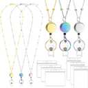 Lanyards for Id Badges 3 Pack Badge Lanyard with 6 Pcs Id Badge Holder Retractable Stainless Steel Teacher Lanyards Cruise Ship Lanyard for Girl Women (Gold, Silver, Bright Blue)