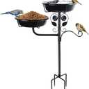 32.7 Inch Metal Bird Bath for Outside, Double Bowls Bird Baths for Outdoors, Freestanding Birdbaths for Outdoors Garden Decor, Bird Feeders Stand for Outdoors with Metal Stake,Garden Decor for Outside
