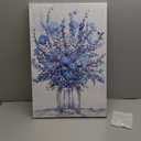 Nachic Wall Navy Blue Flower Picture Wall Decor Abstract Bouquet in Vase Painting Canvas Prints Modern Bathroom Bedroom Kitchen Dining Room Decor Ready to Hang 16X24 Inch