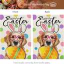 3 x CROWNED BEAUTY Easter Garden Flag Dog Bunny Ears Welcome 12x18 Inch Double Sided Small Seasonal Holiday Golden Retriever Decoration for Outdoor Lawn Yard