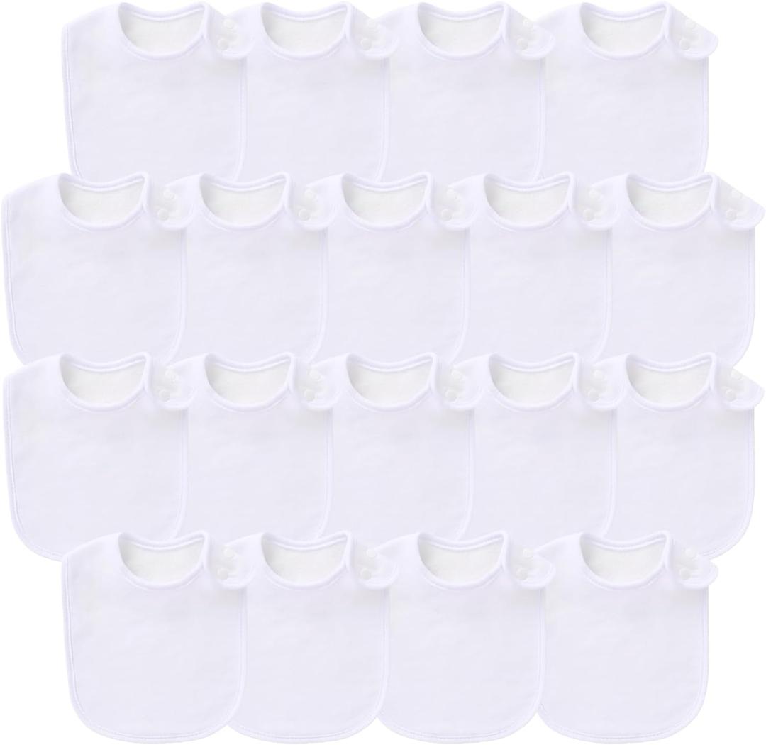 Baby Bibs Soft and Absorbent Organic Cotton Bandana Drool Bibs Set for Boys Girls Newborn 0-36 Months (White-18)