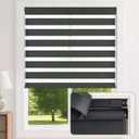 LazBlinds No Drill Zebra Blinds for Windows 27" W x 64" H, Black