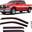3 x in-Channel Rain Guards for 2009-2018 Dodge Ram 1500 Crew Cab, 2010-2025 Ram 2500 3500 Crew & Mega Cab, 2019-2024 Ram 1500 Classic Crew Cab, Window Visor Shields Vent Deflector Shade Wind Dark Smoke